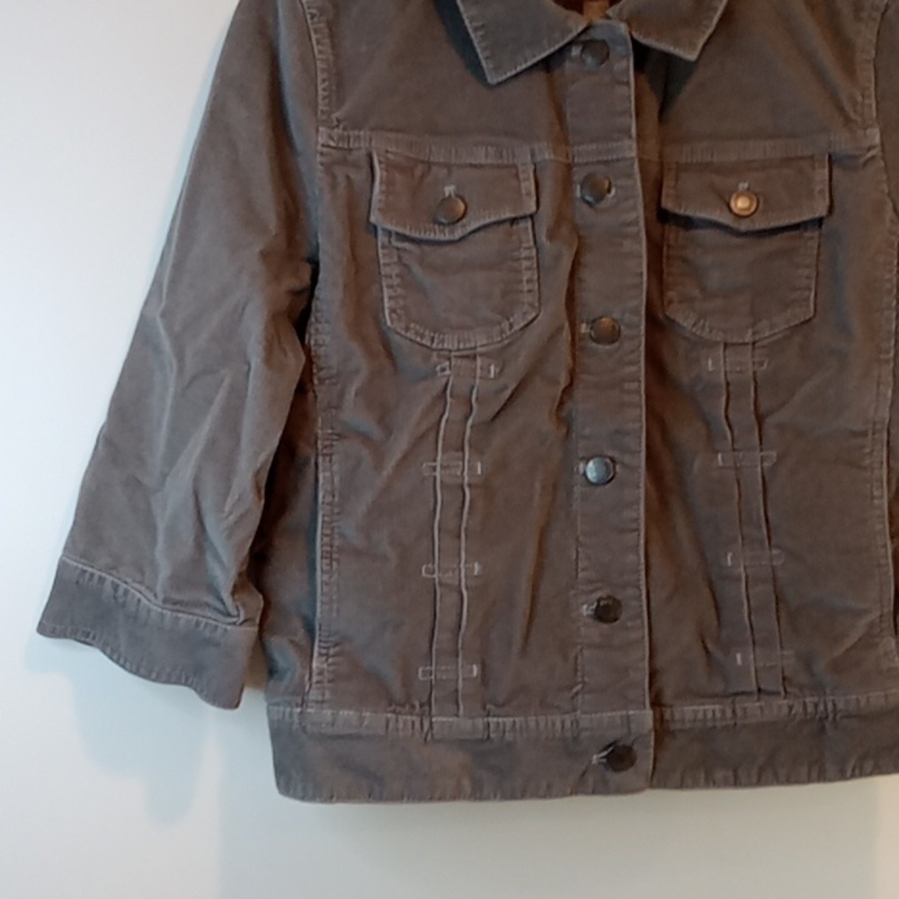 J Jill Gray Corduroy Button Up Jacket Women's Sz Medium Petite Gray EUC NICE! - Picture 3 of 12